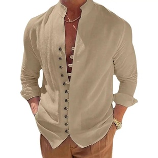 Men Business Workwear Blouse Shirts Autumn Spring Male Vint