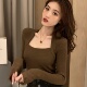 Sleeve Pullover Sweater Women Elastic Long Basic Knitted