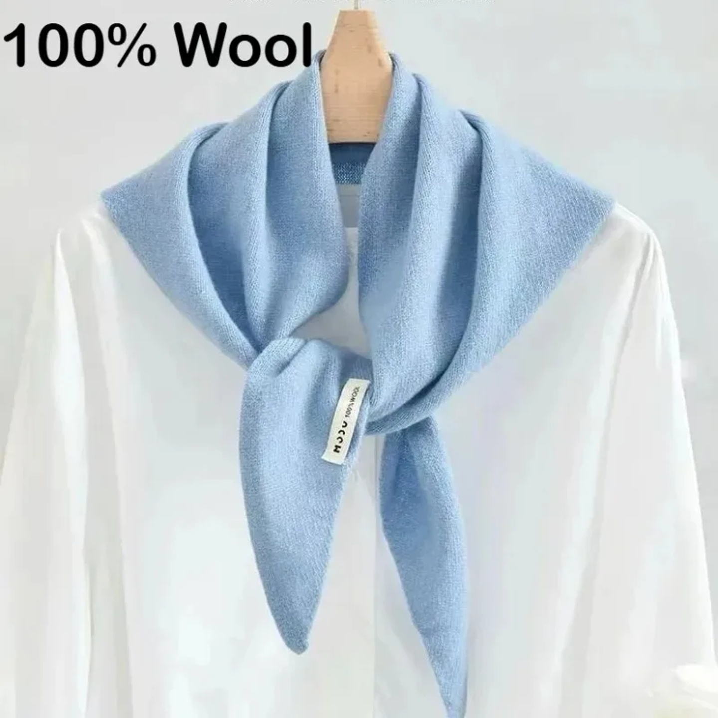 100% Australian Wool Knitted Triangle Scarf Shawl Women's A