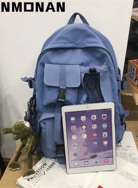 2024 Women School Backpack Black Nylon Bagpack Female Anti