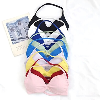 NCLAGEN Strappy Bra Gym Top Women High Support Thin Strap H