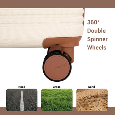 Luggage Sets 3-Piece Suitcases with Double Spinner Wheel,Su