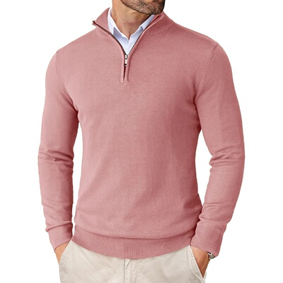 Men's Quarter Zip Up Sweaters Slim Fit Lightweight Mock Nec