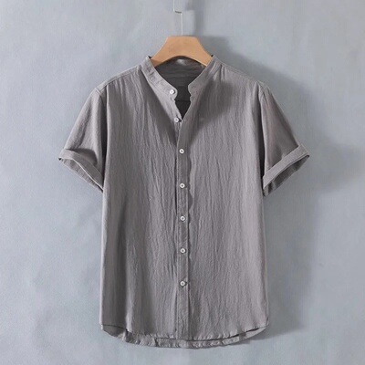 Summer Mens Short Sleeve cotton Henley Shirts Casual Button