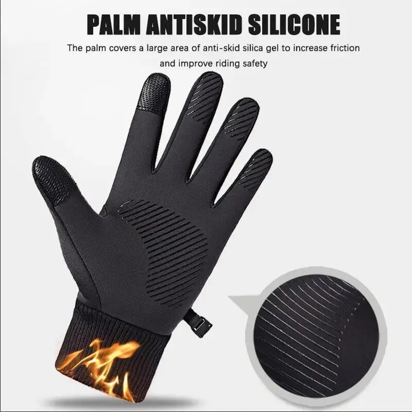 Black Winter Warm Full Fingers Waterproof Cycling Outdoor S