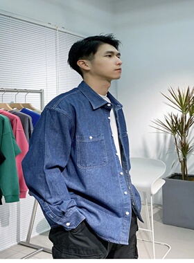 Long sleeved denim shirt, men's heat-resistant welding cons