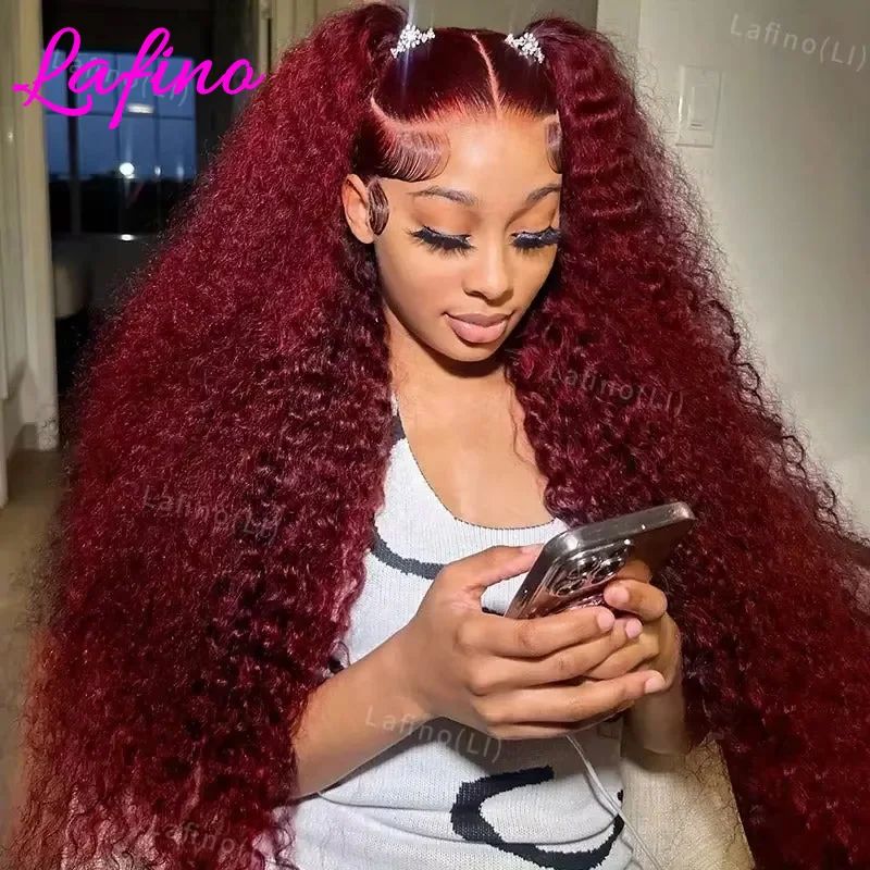 30 40 Inch 99J Burgundy 13x6 Hd Lace Frontal Human Hair Wig