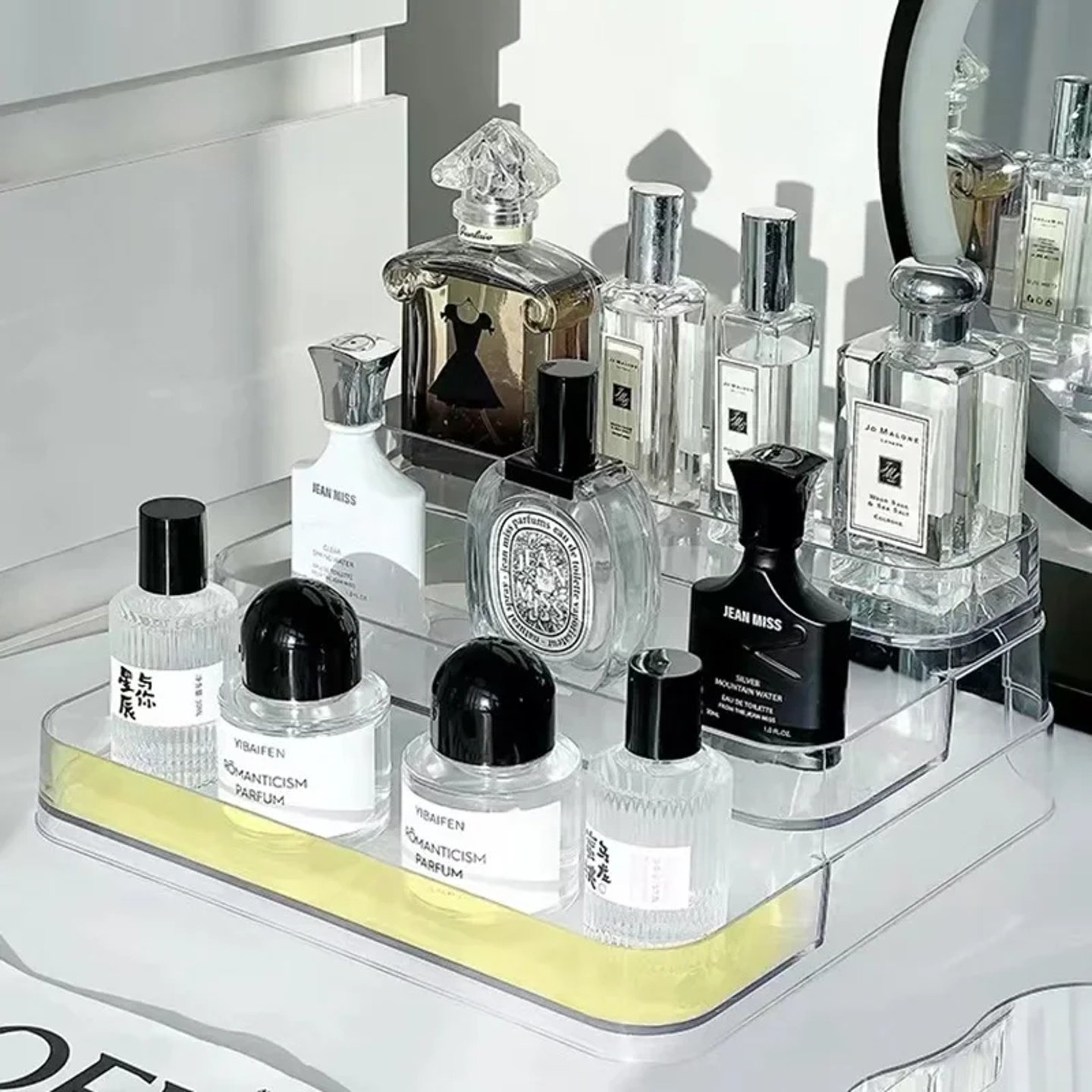 3 Tier Desktop Perfume Shelf PET Cosmetic Organizer Perfume