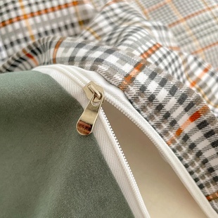 Nordic Plaid Pattern Wash Cotton Bedding Set Duvet Cover Pi