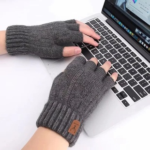 Winter Gloves For Men Half Finger Writting Office Cycling K