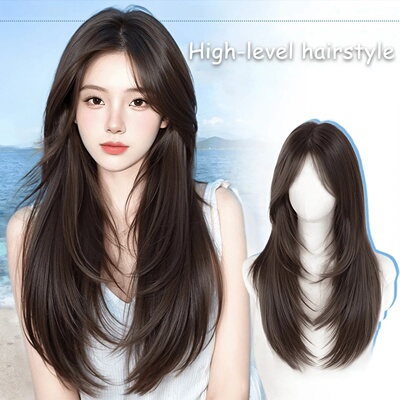 Synthetic Wig Medium Length Straight Hair Natural Simulatio