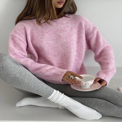 Hirsionsan Basic O Neck Basic Sleeve Sweater Women 2025 Ove