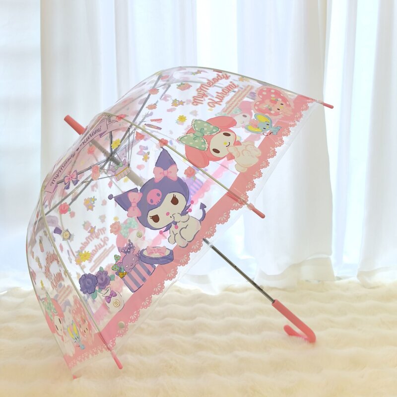 儿童雨伞透明女孩幼儿园宝宝小号高颜值卡通小学生上学轻便长柄伞