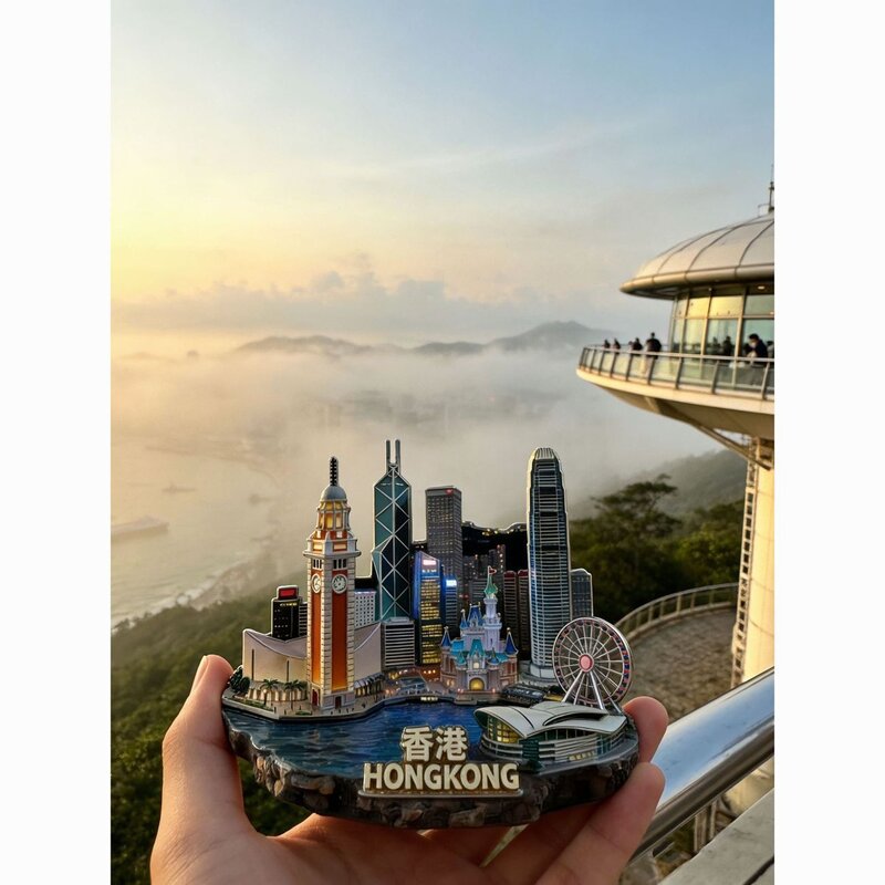 香港冰箱贴文创城市天际线摩天轮钟楼夜景树脂强磁贴伴手礼收藏款
