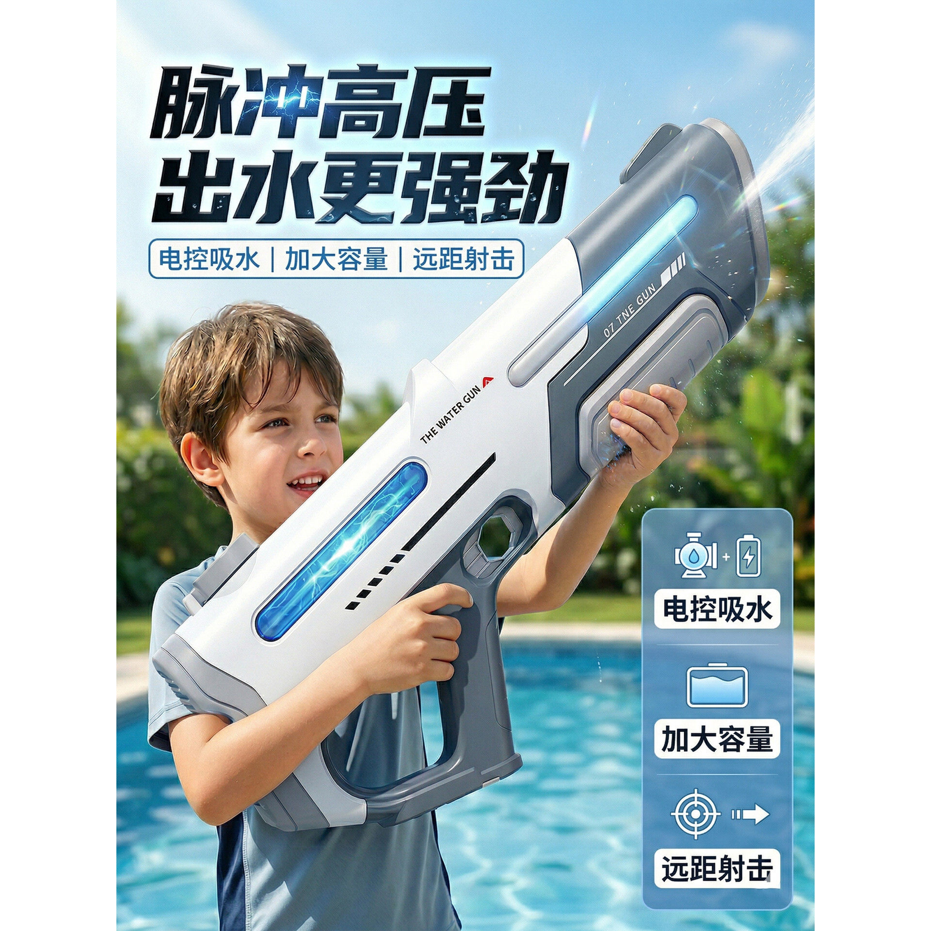 电动水枪自动连发成人男孩子大号高压强力抽水喷水玩具泼水节专用