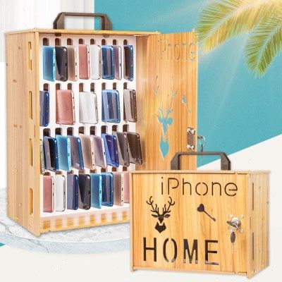 创意木质手提桌面带锁手机收纳盒公室会议多格置物架员工保管箱,收纳整理,书桌收纳置物架,淘宝优惠券,粉丝福利购,淘宝优惠卷