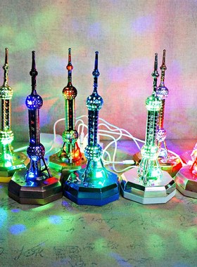 创意办公桌面装饰品东方明珠电视塔金属电视柜摆件工艺品建筑模型