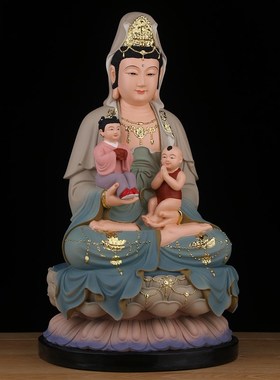 送子观音菩萨家用坐莲观音佛像普陀山求子保平安南海观世音摆件像