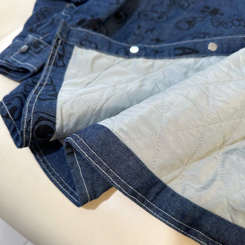男童夹棉衬衫儿童棉服外套秋冬加厚2024新款洋气男孩牛仔衬衣潮酷