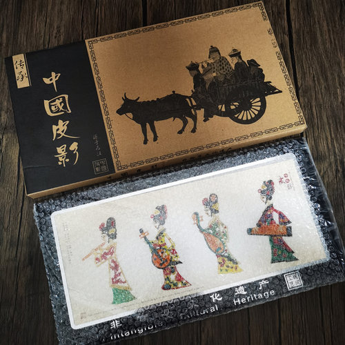 中国风特色陕西皮影戏装饰画 摆件镜框皮影礼品纪念品 送老外包邮