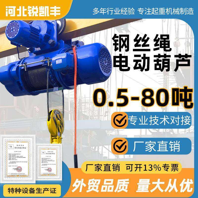电动葫芦钢丝绳电动葫芦起重葫芦1T2T5t移动式80V钢丝绳电动葫芦