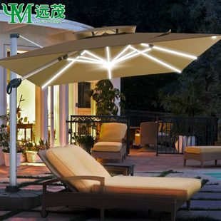 LED户外遮阳伞庭院伞花园远茂罗马伞室外别墅带灯伞太阳能太阳伞