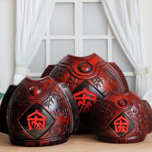装 取客厅品木质可存创意摆件新中式 饰家用家居储蓄罐可招财存钱罐