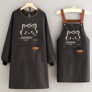 围裙家用厨房防油外穿罩衣餐饮专用工作服女定制印字 卡通防水长袖