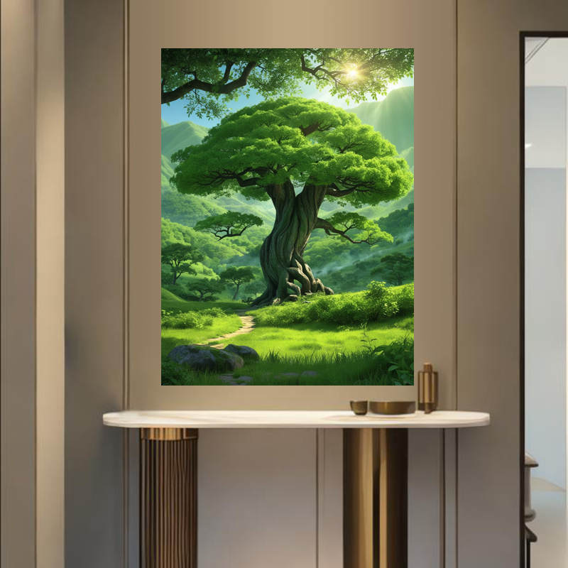 大树绿树风景贴画装饰贴画房间卧室宿舍行李箱贴画自粘防水墙贴画图片