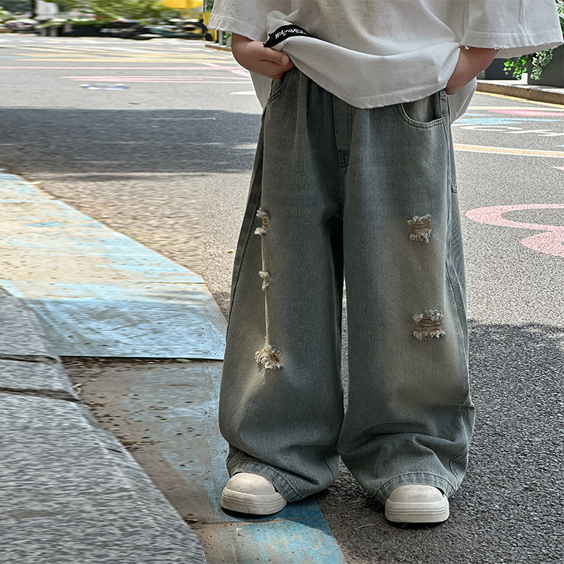 男童牛仔裤2026秋装新款男孩春秋季长裤儿童宽松中大童10裤子12岁