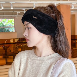 头带空顶护耳帽冬季保暖防风针织月子帽大头围百搭户外运动跑步帽