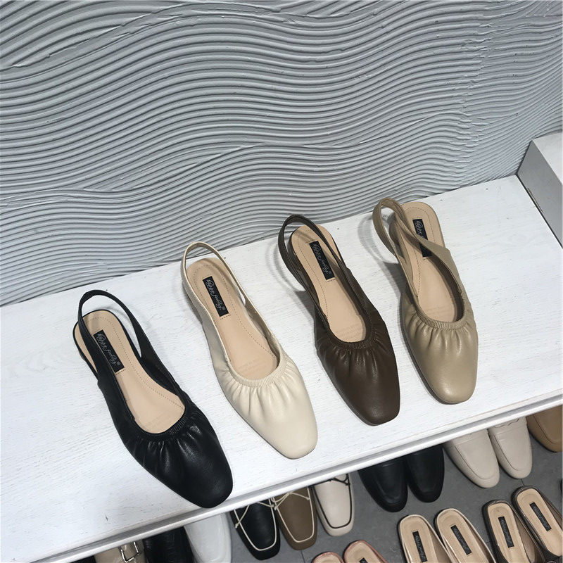 2020新款春季低跟单鞋后空一字带百搭仙女风夏浅口平底包头凉鞋女,女鞋,浅口单鞋,淘宝优惠券,粉丝福利购,淘宝优惠卷