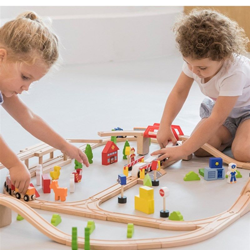 儿童木制拼搭构建积木益智玩具立体拼图滑行车交通组合轨道VIGA,玩具/童车/益智/积木/模型,普通塑料积木,淘宝优惠券,粉丝福利购,淘宝优惠卷