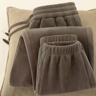 儿童双面摇粒绒裤子外穿束脚家居裤男女童加绒加厚冬季保暖运动裤