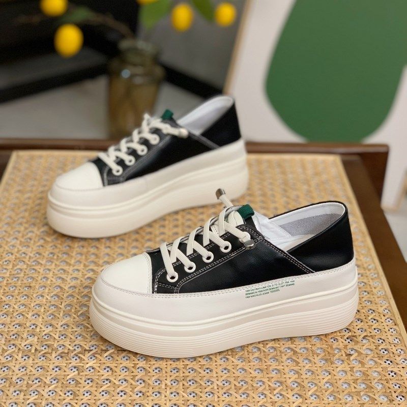 内增高真皮小白鞋女2025春季新款7CM松糕厚底两穿板鞋运动休闲鞋,女鞋,深口单鞋,淘宝优惠券,粉丝福利购,淘宝优惠卷
