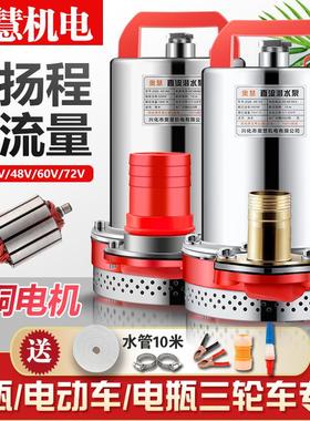 直流潜水泵48v60v72V电瓶车专用抽水泵农用灌溉小型12v24v抽水机
