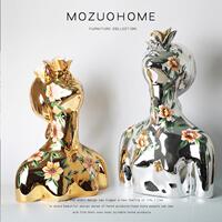 MOZUO墨佐設(shè)計(jì)師款花季少女人物雕塑家居擺件樹脂彩繪藝術(shù)裝飾品