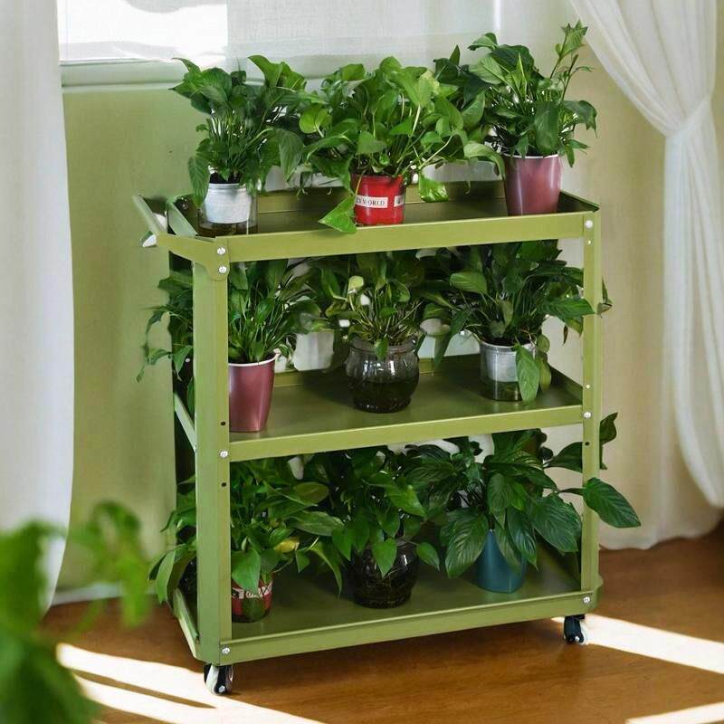 可移动阳台植物花架多功能金属置物架厨房多层收纳层架手推车ins