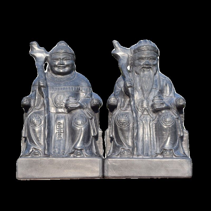 供奉石雕土地公土地婆神像天然青石福德正神石头土地爷土地奶