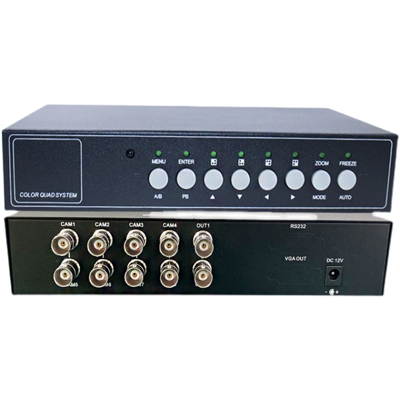 监控摄像机同轴模拟BNC八路视频分割器8进1出画面处理器V分屏器