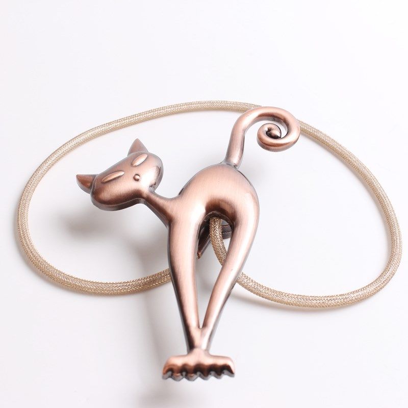 金属小猫咪磁铁窗帘绑带欧式挂钩免钉创意个性卧室窗帘扣夹钩绑绳