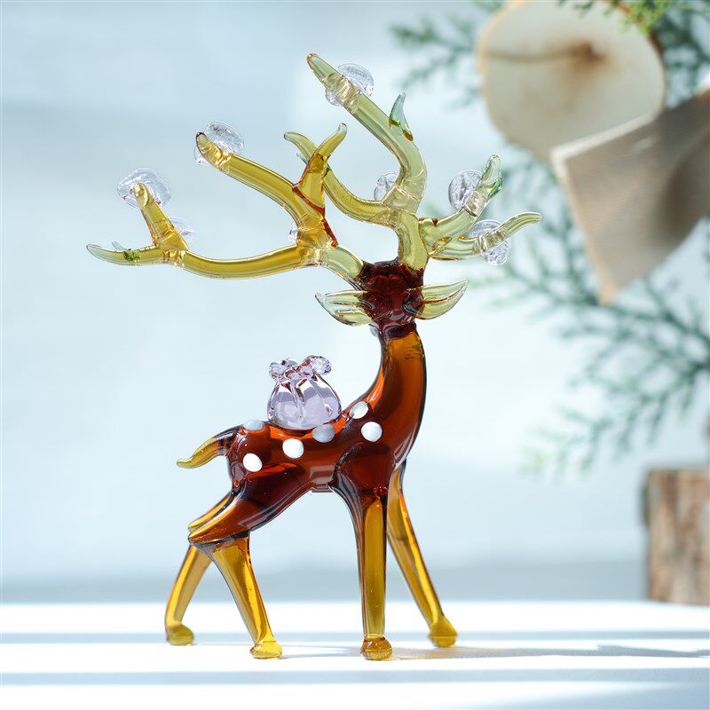 淄博琉璃手工艺品招财梅花鹿桌面一路有钱家居办公书桌装饰品