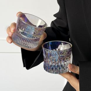 幻彩高颜值高级水晶钻纹杯家用聚会白酒烧酒威士忌玻璃小酒杯冷饮