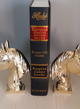 新款树脂工d艺品马头书靠摆件电度办公室书档房家具饰品