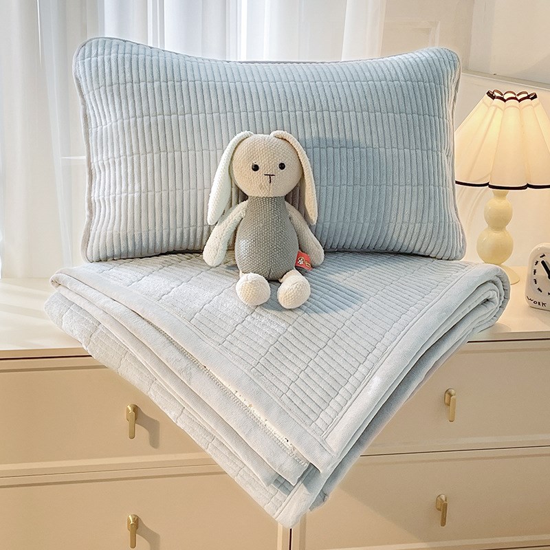 公主风牛奶床盖三件套加厚夹棉床单单件四季通用保暖床垫罩炕盖毯