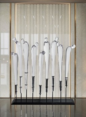 鞠躬迎宾b人物摆件透明树脂抽象雕塑售楼处别墅会所酒店大堂装饰