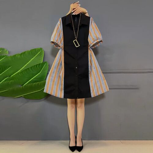 胖妹妹大码女装新款202t4年春夏季休闲显瘦遮肉时尚洋气宽松连衣