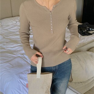 C524低领毛衣女秋冬很仙的心机上衣内K搭长袖洋派百搭针织打底衫