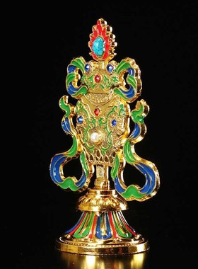 藏式八吉祥摆件家居合金禅修佛台玄关装饰吉祥八宝八瑞物组合