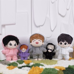 现货10CM15厘米20厘米娃衣棉花娃娃衣服 公仔衣服 连帽卫衣套装